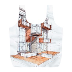 Rag-flats-onion-flats-llc-architecture-drawing Graffiti-architecture Full Print Recycle Bag (l) by Jancukart