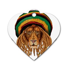 Lion Rastafari Dog Tag Heart (two Sides) by Jancukart