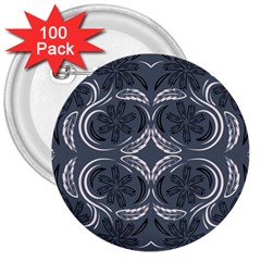 Folk Flowers Print Floral Pattern Ethnic Art 3  Buttons (100 Pack)  by Eskimos