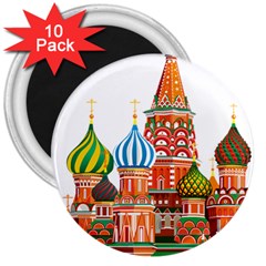 Moscow-kremlin-saint-basils-cathedral-red-square-l-vector-illustration-moscow-building 3  Magnets (10 Pack)  by Jancukart