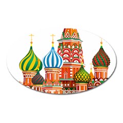 Moscow-kremlin-saint-basils-cathedral-red-square-l-vector-illustration-moscow-building Oval Magnet by Jancukart