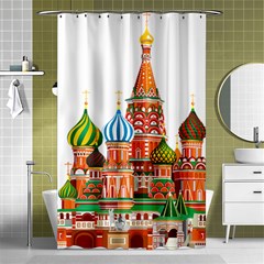 Moscow-kremlin-saint-basils-cathedral-red-square-l-vector-illustration-moscow-building Shower Curtain 48  X 72  (small) 