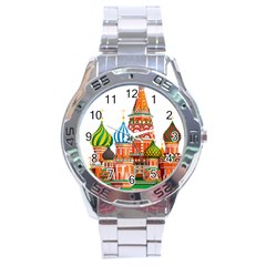 Moscow-kremlin-saint-basils-cathedral-red-square-l-vector-illustration-moscow-building Stainless Steel Analogue Watch