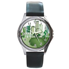 Vector-energy-saving-caring-for-the-earth Round Metal Watch