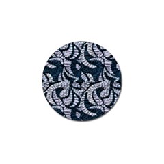 Blue On Grey Stitches Golf Ball Marker by kaleidomarblingart