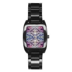 Abstract Pouring Stainless Steel Barrel Watch by kaleidomarblingart