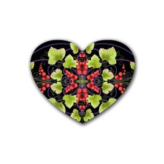 Pattern-berry-red-currant-plant Rubber Heart Coaster (4 Pack)