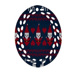 Christmas-seamless-knitted-pattern-background 005 Ornament (oval Filigree) by nate14shop