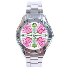 Figure Roses Flowers-ornament Stainless Steel Analogue Watch