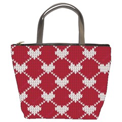 Christmas-seamless-knitted-pattern-background Bucket Bag by nate14shop