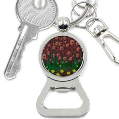 Floral Vines Over Lotus Pond In Meditative Tropical Style Bottle Opener Key Chain by pepitasart