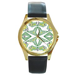 Abstract Pattern Geometric Backgrounds Round Gold Metal Watch by Eskimos