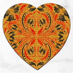 Folk Flowers Print Floral Pattern Ethnic Art Jigsaw Puzzle (heart) by Eskimos