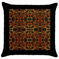 Folk Flowers Print Floral Pattern Ethnic Art Throw Pillow Case (black) by Eskimos