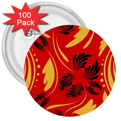 Folk Flowers Print Floral Pattern Ethnic Art 3  Buttons (100 Pack)  by Eskimos