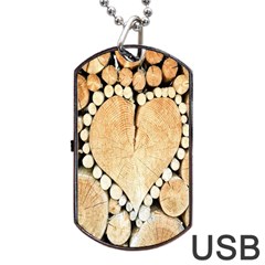 Wooden Heart Dog Tag Usb Flash (two Sides)