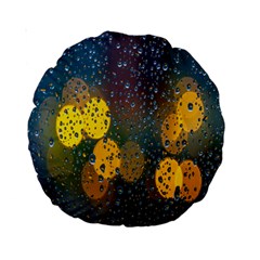  Raindrops Window Glass Standard 15  Premium Round Cushions by artworkshop