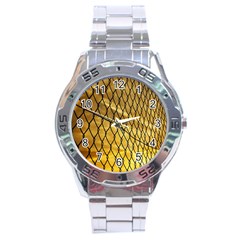 Chain Link Fence Sunset Wire Steel Fence Stainless Steel Analogue Watch by artworkshop