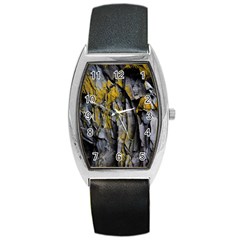 Rock Wall Crevices Geology Pattern Shapes Texture Barrel Style Metal Watch by artworkshop