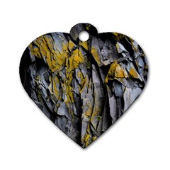 Rock Wall Crevices Geology Pattern Shapes Texture Dog Tag Heart (one Side) by artworkshop