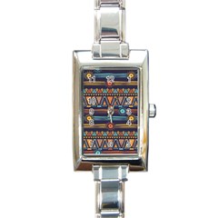 Bohemian-ethnic-seamless-pattern-with-tribal-stripes Rectangle Italian Charm Watch