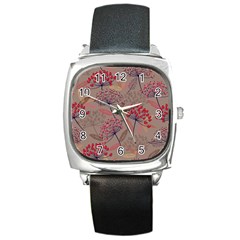 Cherry Love Square Metal Watch by designsbymallika