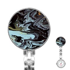 Abstract Painting Black Stainless Steel Nurses Watch