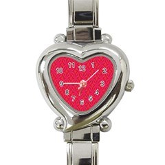 Background Red Motif Heart Italian Charm Watch