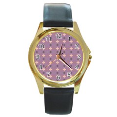 Pattern-puple Box Round Gold Metal Watch by nateshop