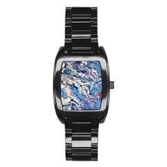 Abstract Waves Stainless Steel Barrel Watch