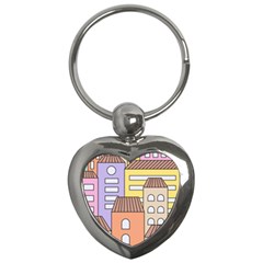 Houses City Architecture Building Key Chain (heart) by Sapixe