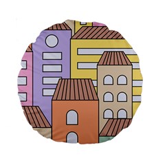 Houses City Architecture Building Standard 15  Premium Round Cushions