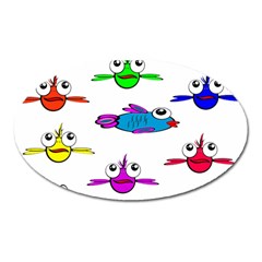 Fish Swim Cartoon Funnycute Oval Magnet by Sapixe