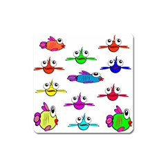 Fish Swim Cartoon Funnycute Square Magnet by Sapixe