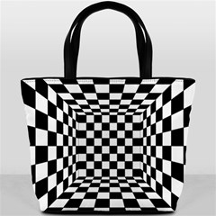 Black And White Chess Checkered Spatial 3d Bucket Bag by Sapixe