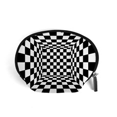 Black And White Chess Checkered Spatial 3d Accessory Pouch (small)