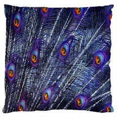 Peacock-feathers-blue Large Cushion Case (one Side) by nateshop