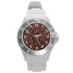 Coffee Beans Food Texture Round Plastic Sport Watch (l) by artworkshop