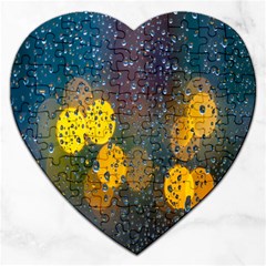 Bokeh Raindrops Window  Jigsaw Puzzle (heart)