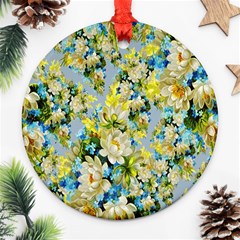 Background-flower White Ornament (round) by nateshop