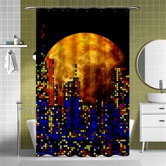 Skyline Frankfurt Abstract Moon Shower Curtain 48  X 72  (small) 