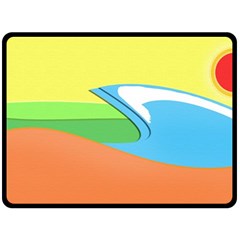 Waves-beach-sun-sea-water-sky Double Sided Fleece Blanket (large) 