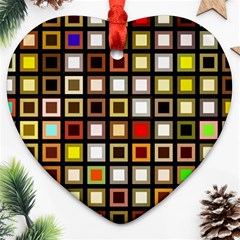 Squares-colorful-texture-modern-art Heart Ornament (two Sides)