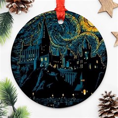 Cartoon Starry Night Vincent Van Gofh Ornament (round)