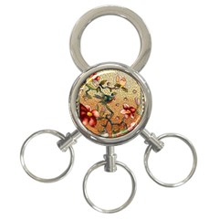 Flower Cubism Mosaic Vintage 3-ring Key Chain