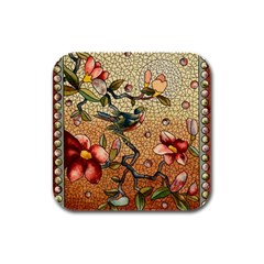 Flower Cubism Mosaic Vintage Rubber Square Coaster (4 Pack) by Jancukart