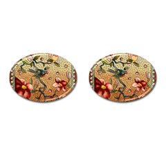 Flower Cubism Mosaic Vintage Cufflinks (oval)