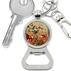 Flower Cubism Mosaic Vintage Bottle Opener Key Chain