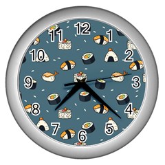 Sushi Pattern Wall Clock (silver) by Jancukart