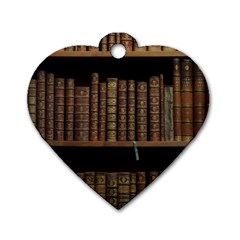 Books Covers Book Case Old Library Dog Tag Heart (one Side) by Amaryn4rt